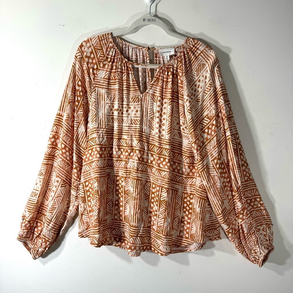 Heyson Just For You Aztec Print Peasant Tunic Top 2/$35